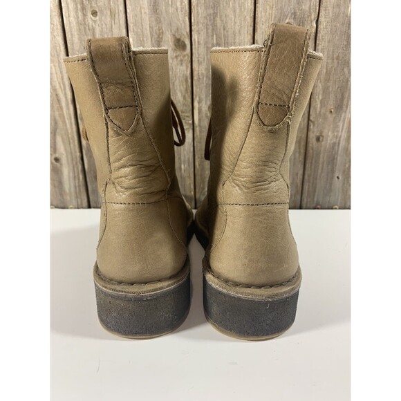 Clarks Originals Women's Maru Elsa Combat Boot Khaki Leather Shoe Size 9.5 - Picture 6 of 10